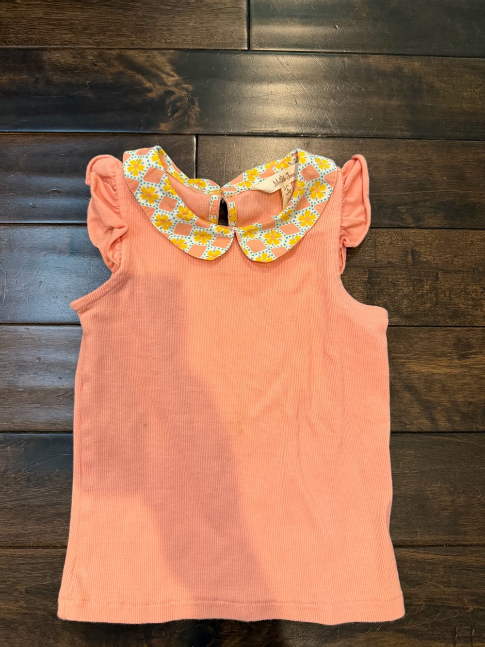 Matilda Jane Peach Tank with Floral Peter Pan Collar